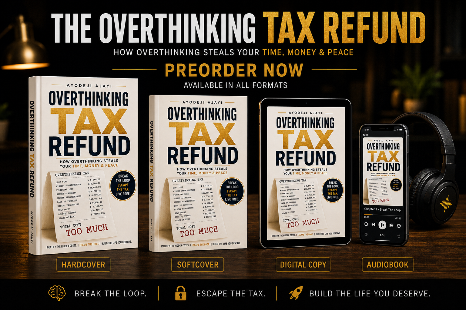 The Overthinking Tax Refund โ available in hardcover, softcover, digital, and audiobook